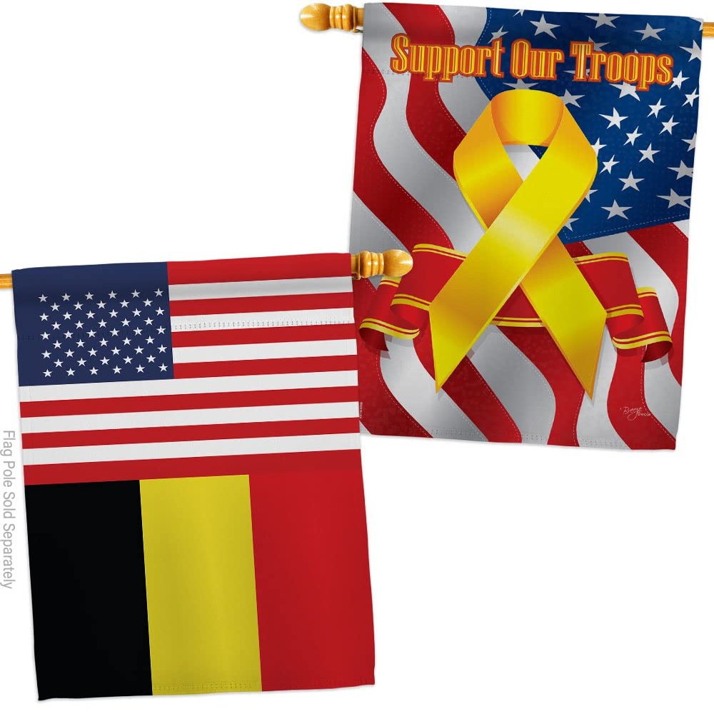 World Cup Belgium USA Friendship Flag Support Our Troops Banner Pack Wall Art Flag Room Decorations Indoor Outdoor Tapestry Yard Signs FIFA Gifts Sports Fan Trophy Soccer Game Football Made In USA