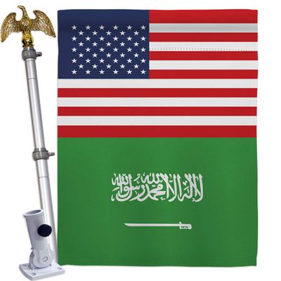 World Cup Saudi Arabia US Friendship Home Decor Banner Room Wall Art Patio Porch Lawn Garden Flag Stand Pole Outdoor Tapestry Yard Signs FIFA Gifts Sports Fan Trophy Soccer Game Football Made in USA