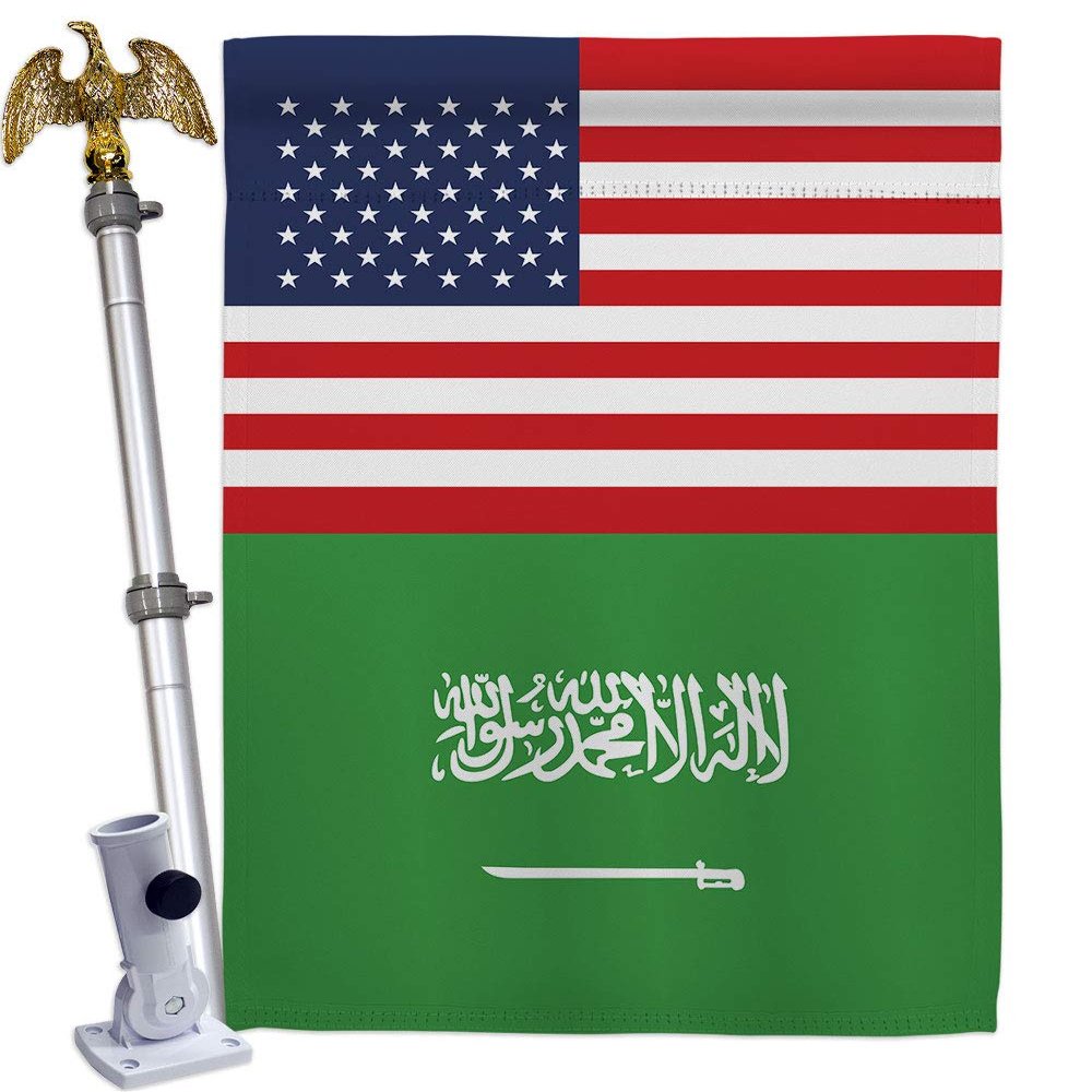 World Cup Saudi Arabia US Friendship Home Decor Banner Room Wall Art Patio Porch Lawn Garden Flag Stand Pole Outdoor Tapestry Yard Signs FIFA Gifts Sports Fan Trophy Soccer Game Football Made in USA
