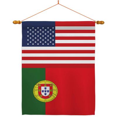 World Cup Portugal US Friendship Flag Home Decor Banner Wall Art Patio Porch Lawn Garden Flag Stand Pole Room Decorations Indoor Outdoor FIFA Gifts Sports Fan Trophy Soccer Game Football Made in USA