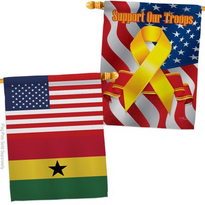 World Cup Ghana USA Friendship Flag Support Our Troops Banner Pack Wall Art Flag Room Decorations Indoor Outdoor Tapestry Yard Signs FIFA Gifts Sports Fan Trophy Soccer Game Football Made In USA