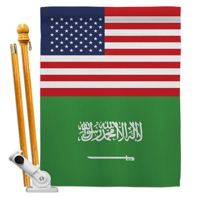 World Cup Saudi Arabia US Friendship Banner Room Wall Art Flag Poles for Outside House Patio Porch Lawn Garden Stand Tapestry Yard Signs FIFA Gifts Sports Fan Trophy Soccer Game Football Made in USA
