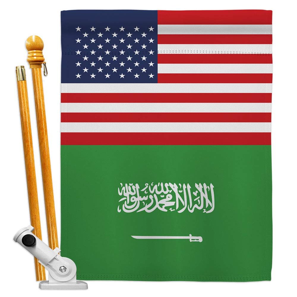 World Cup Saudi Arabia US Friendship Banner Room Wall Art Flag Poles for Outside House Patio Porch Lawn Garden Stand Tapestry Yard Signs FIFA Gifts Sports Fan Trophy Soccer Game Football Made in USA