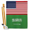 World Cup Saudi Arabia US Friendship Banner Room Wall Art Flag Poles for Outside House Patio Porch Lawn Garden Stand Tapestry Yard Signs FIFA Gifts Sports Fan Trophy Soccer Game Football Made in USA view 1