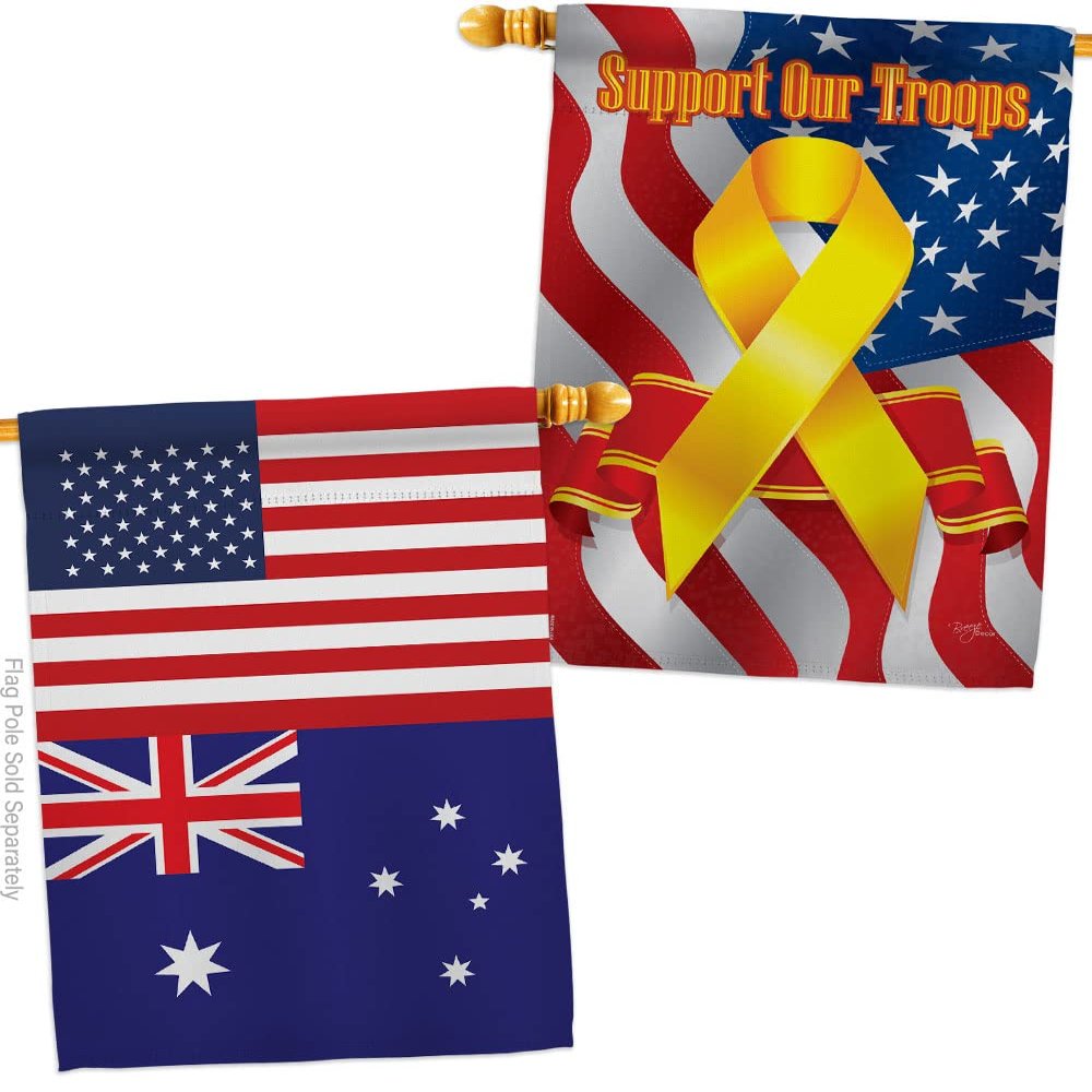 World Cup Australia USA Friendship Flag Support Our Troops Banner Pack Wall Art Flag Room Decorations Indoor Outdoor Tapestry Yard Signs FIFA Gifts Sports Fan Trophy Soccer Game Football Made In USA