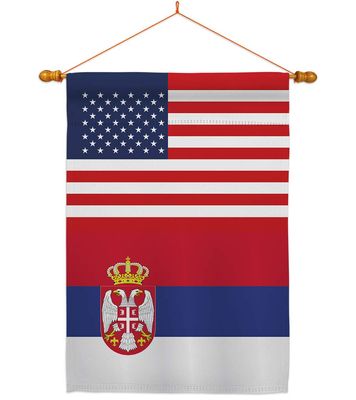 World Cup Serbia USA Friendship Flag Home Decor Banner Wall Art Patio Porch Lawn Garden Flag Stand Pole Room Decorations Indoor Outdoor FIFA Gifts Sports Fan Trophy Soccer Game Football Made in USA