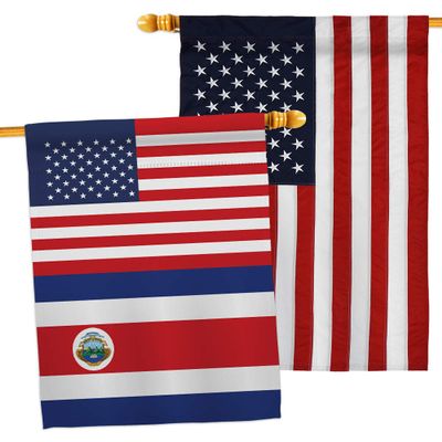World Cup Costa Rica USA Friendship Flag American Banner Pack Wall Art Patio Porch Lawn Garden Outdoor Decorations Tapestry Yard Signs FIFA Gifts Sports Fan Trophy Soccer Game Football Made in USA