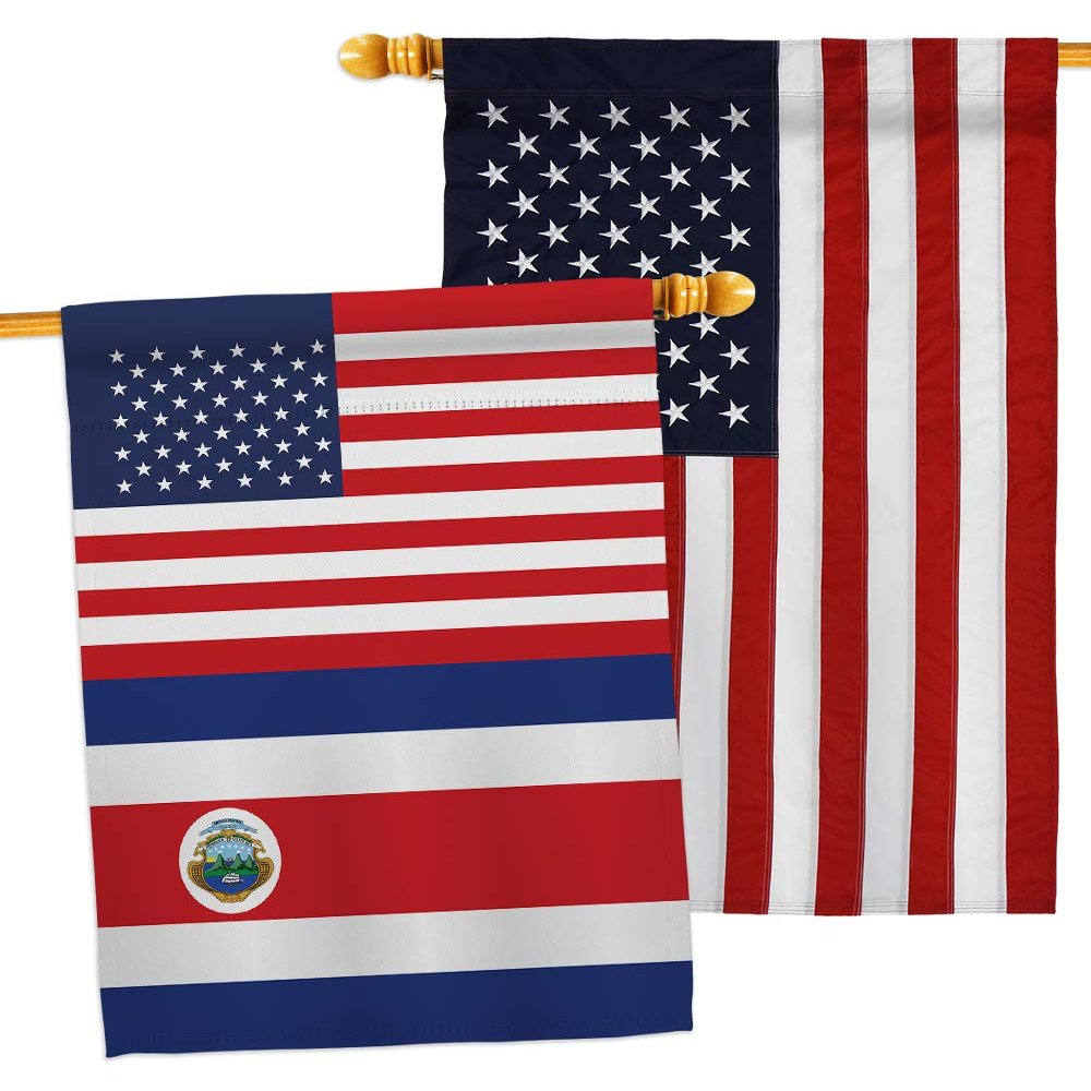 World Cup Costa Rica USA Friendship Flag American Banner Pack Wall Art Patio Porch Lawn Garden Outdoor Decorations Tapestry Yard Signs FIFA Gifts Sports Fan Trophy Soccer Game Football Made in USA