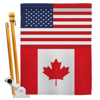 World Cup Canada USA Friendship Flag Banner Room Wall Art Flag Poles for Outside House Patio Porch Lawn Garden Stand Tapestry Yard Signs FIFA Gifts Sports Fan Trophy Soccer Game Football Made in USA