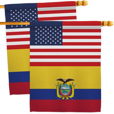 World Cup Ecuador USA Friendship Flag Wall Decor 2 Pcs Banner Flag Patio Lawn Garden Room Decorations Outdoor Tapestry Yard Signs Art FIFA Gifts Sports Fan Trophy Soccer Game Football Made in USA