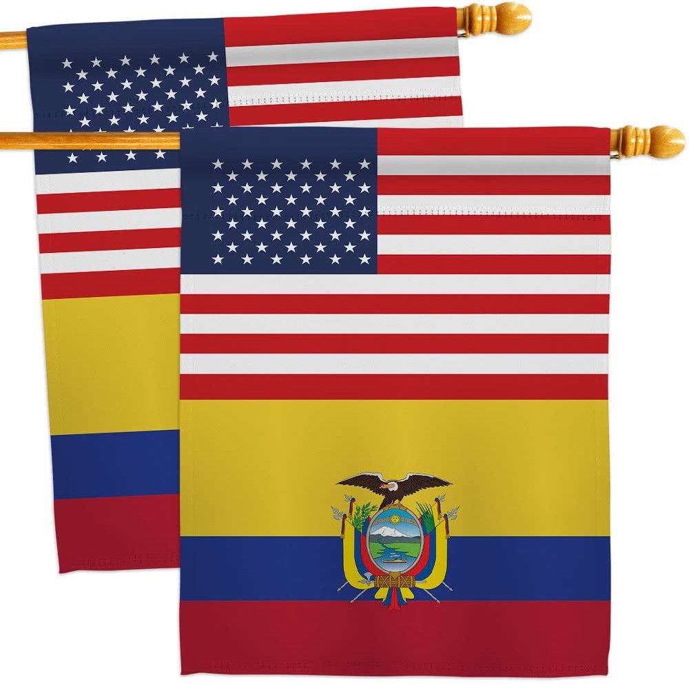 World Cup Ecuador USA Friendship Flag Wall Decor 2 Pcs Banner Flag Patio Lawn Garden Room Decorations Outdoor Tapestry Yard Signs Art FIFA Gifts Sports Fan Trophy Soccer Game Football Made in USA