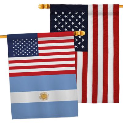 World Cup Argentina USA Friendship Flag American Banner Pack Wall Art Patio Porch Lawn Garden Outdoor Decorations Tapestry Yard Signs FIFA Gifts Sports Fan Trophy Soccer Game Football Made in USA