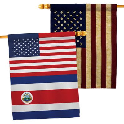 World Cup Costa Rica US Friendship Flag American Banner Pack Patio Lawn Garden Patriotic Outdoor Decorations Indoor Tapestry Yard Sign Art FIFA Gifts Sport Fan Trophy Soccer Game Football Made in USA