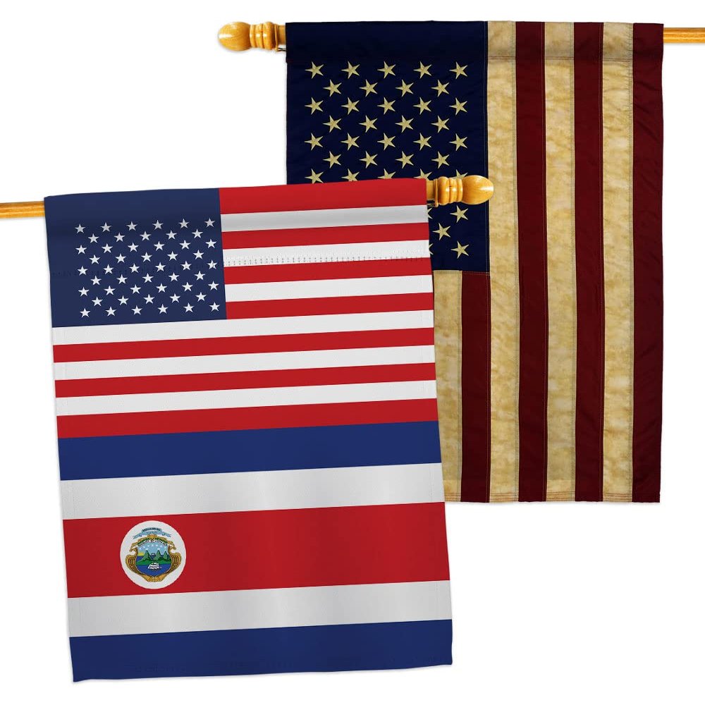 World Cup Costa Rica US Friendship Flag American Banner Pack Patio Lawn Garden Patriotic Outdoor Decorations Indoor Tapestry Yard Sign Art FIFA Gifts Sport Fan Trophy Soccer Game Football Made in USA