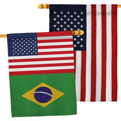 World Cup Brazil USA Friendship Flag American Banner Pack Wall Art Patio Porch Lawn Garden Outdoor Decorations Tapestry Yard Signs FIFA Gifts Sports Fan Trophy Soccer Game Football Made in USA