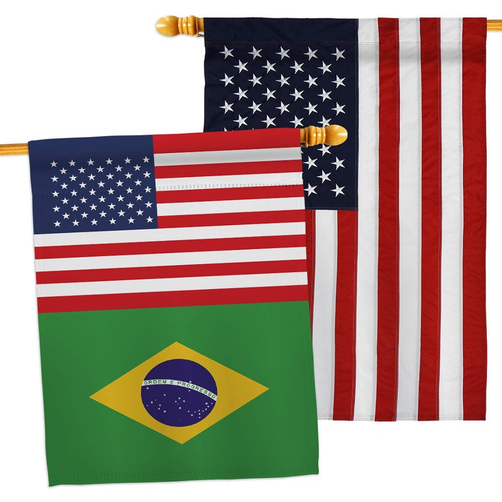 World Cup Brazil USA Friendship Flag American Banner Pack Wall Art Patio Porch Lawn Garden Outdoor Decorations Tapestry Yard Signs FIFA Gifts Sports Fan Trophy Soccer Game Football Made in USA