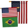 World Cup Brazil USA Friendship Flag American Banner Pack Wall Art Patio Porch Lawn Garden Outdoor Decorations Tapestry Yard Signs FIFA Gifts Sports Fan Trophy Soccer Game Football Made in USA view 1