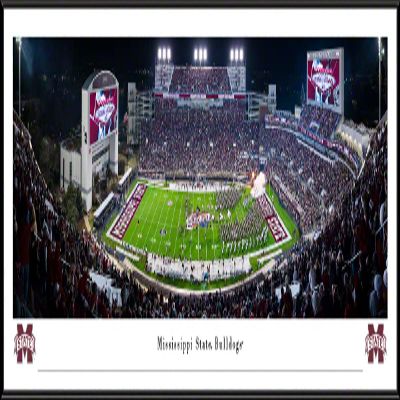 Mississippi State Football (Night) - 40.25x13.75-inch Standard Framed Print by Blakeway Panoramas