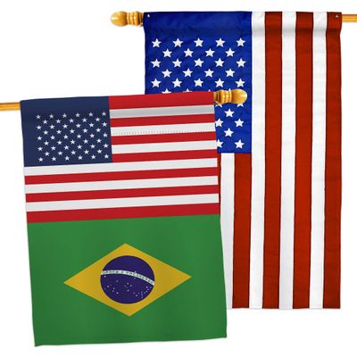 World Cup Brazil USA Friendship Flag American Banner Pack Patio Porch Lawn Garden Room Decorations Outdoor Tapestry Yard Signs Art FIFA Gifts Sports Fan Trophy Soccer Game Football Made in USA