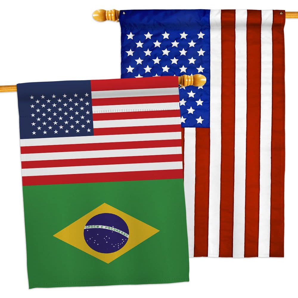 World Cup Brazil USA Friendship Flag American Banner Pack Patio Porch Lawn Garden Room Decorations Outdoor Tapestry Yard Signs Art FIFA Gifts Sports Fan Trophy Soccer Game Football Made in USA
