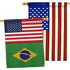World Cup Brazil USA Friendship Flag American Banner Pack Patio Porch Lawn Garden Room Decorations Outdoor Tapestry Yard Signs Art FIFA Gifts Sports Fan Trophy Soccer Game Football Made in USA view 1