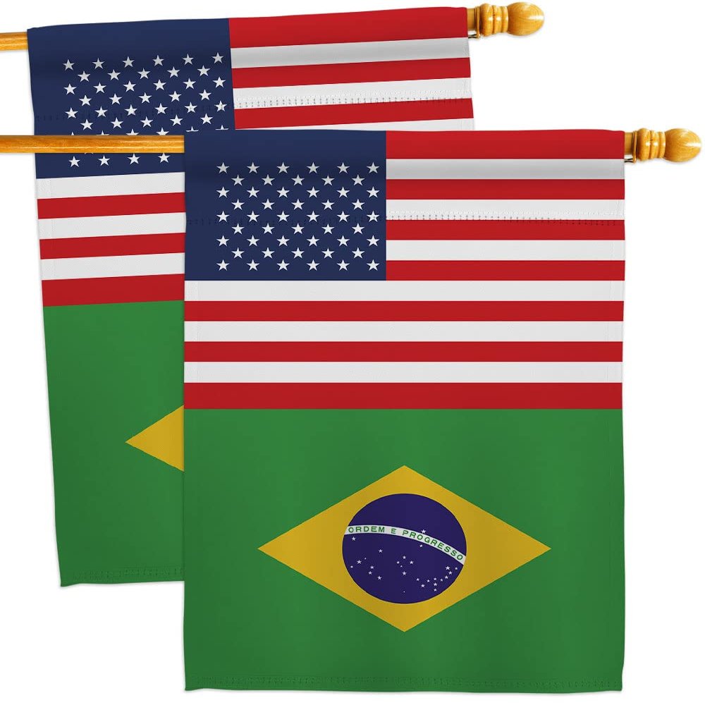 World Cup Brazil USA Friendship Flag Wall Decor 2 Pcs Banner Flag Patio Lawn Garden Room Decorations Outdoor Tapestry Yard Signs Art FIFA Gifts Sports Fan Trophy Soccer Game Football Made in USA