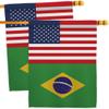 World Cup Brazil USA Friendship Flag Wall Decor 2 Pcs Banner Flag Patio Lawn Garden Room Decorations Outdoor Tapestry Yard Signs Art FIFA Gifts Sports Fan Trophy Soccer Game Football Made in USA view 1