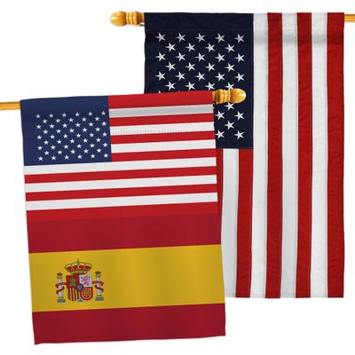 World Cup Spain USA Friendship Flag American Flag Banner Pack Wall Art Patio Porch Lawn Garden Outdoor Decorations Tapestry Yard Signs FIFA Gifts Sports Fan Trophy Soccer Game Football Made in USA