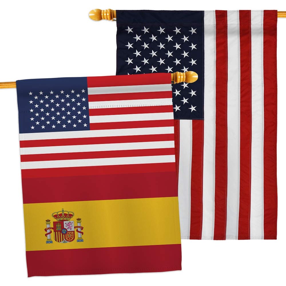 World Cup Spain USA Friendship Flag American Flag Banner Pack Wall Art Patio Porch Lawn Garden Outdoor Decorations Tapestry Yard Signs FIFA Gifts Sports Fan Trophy Soccer Game Football Made in USA