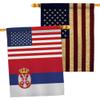 World Cup Serbia USA Friendship Flag American Banner Pack Patio Lawn Garden Patriotic Outdoor Decorations Indoor Tapestry Yard Sign Art FIFA Gifts Sports Fan Trophy Soccer Game Football Made in USA view 1