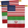 World Cup Iran USA Friendship Flag Wall Decor 2 Pcs Banner Flag Patio Lawn Garden Room Decorations Outdoor Tapestry Yard Signs Art FIFA Gifts Sports Fan Trophy Soccer Game Football Made in USA view 1