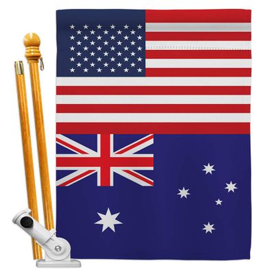 World Cup Australia US Friendship Flag Banner Room Wall Art Flag Poles for Outside House Patio Porch Lawn Garden Stand Tapestry Yard Sign FIFA Gifts Sport Fan Trophy Soccer Game Football Made in USA