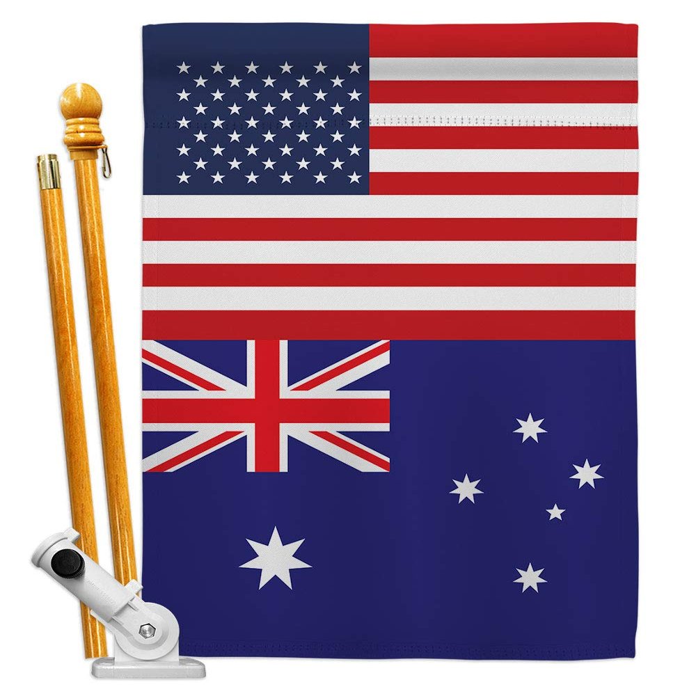 World Cup Australia US Friendship Flag Banner Room Wall Art Flag Poles for Outside House Patio Porch Lawn Garden Stand Tapestry Yard Sign FIFA Gifts Sport Fan Trophy Soccer Game Football Made in USA