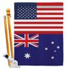 World Cup Australia US Friendship Flag Banner Room Wall Art Flag Poles for Outside House Patio Porch Lawn Garden Stand Tapestry Yard Sign FIFA Gifts Sport Fan Trophy Soccer Game Football Made in USA view 1