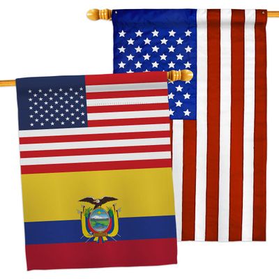 World Cup Ecuador USA Friendship Flag American Banner Pack Patio Porch Lawn Garden Room Decorations Outdoor Tapestry Yard Signs Art FIFA Gifts Sports Fan Trophy Soccer Game Football Made in USA