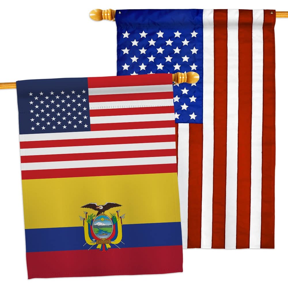 World Cup Ecuador USA Friendship Flag American Banner Pack Patio Porch Lawn Garden Room Decorations Outdoor Tapestry Yard Signs Art FIFA Gifts Sports Fan Trophy Soccer Game Football Made in USA
