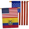 World Cup Ecuador USA Friendship Flag American Banner Pack Patio Porch Lawn Garden Room Decorations Outdoor Tapestry Yard Signs Art FIFA Gifts Sports Fan Trophy Soccer Game Football Made in USA view 1