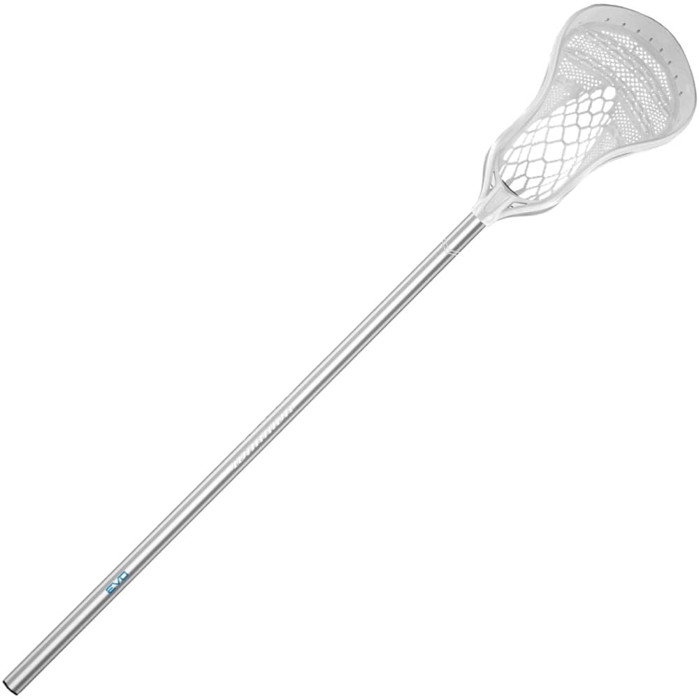 Warrior Evo Warp Complete Lacrosse Stick, Attack (2023 Model) (Low Whip, White/Silver)