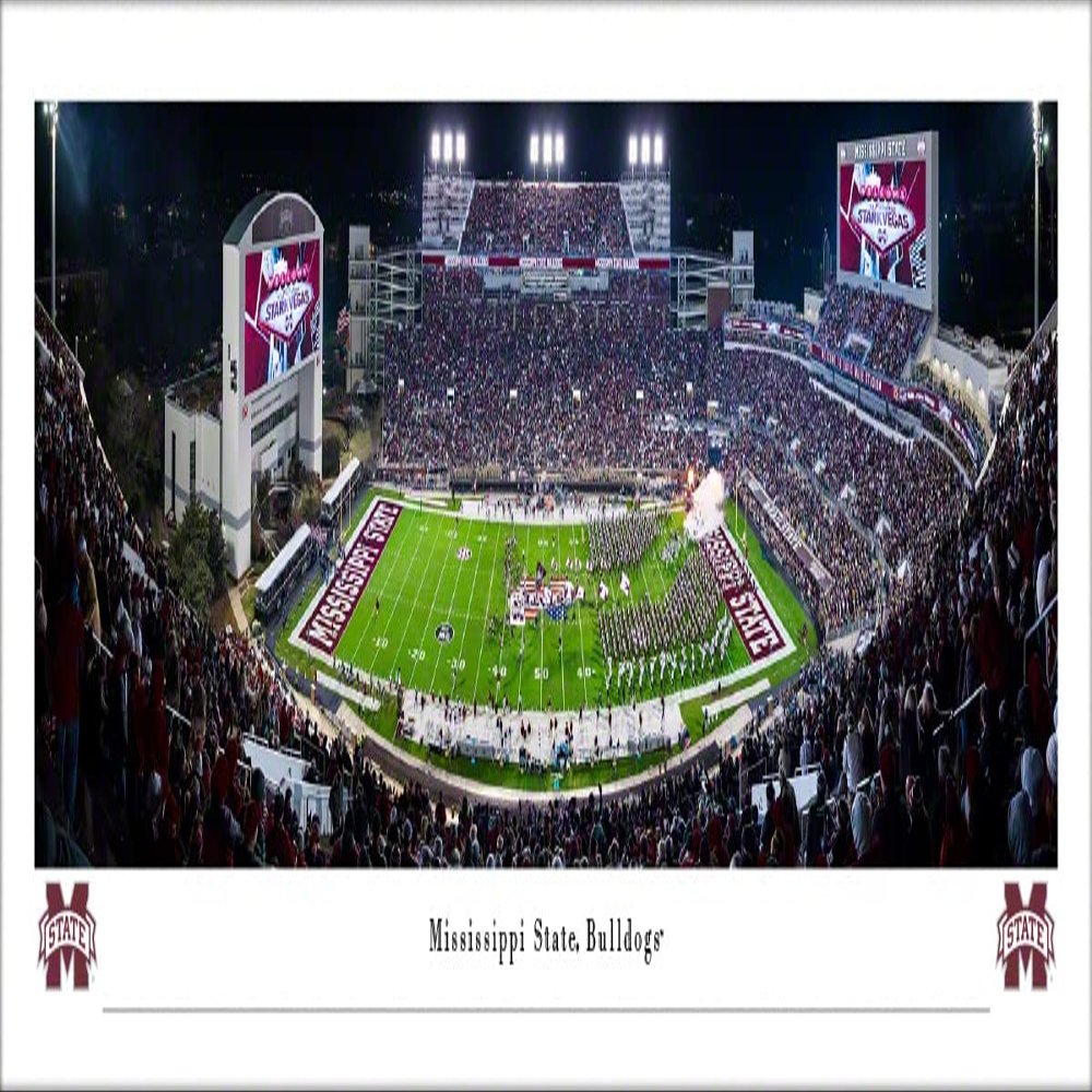 Mississippi State Football (Night) - Unframed 40 x 13.5 Poster by Blakeway Panoramas