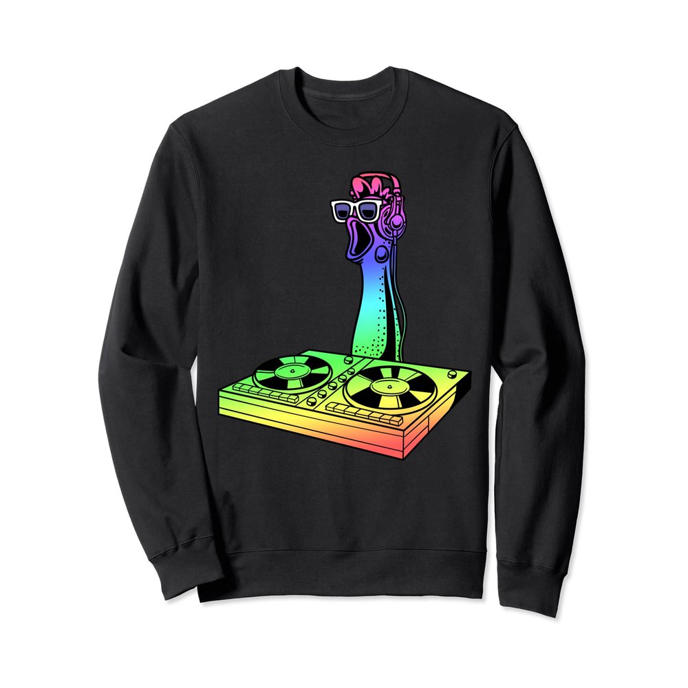 Dj Turntable With Rubber Chicken For Techno Music Producer Sweatshirt