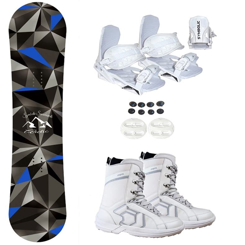 Symbolic Arctic Snowboard & White Bindings & Northwave Boots H125 Men 8-8.5 (Euro 40.5) Complete Package (Boot Fits Men 8-8.5 (Euro 40.5), 136cm Arctic Rocker Board)