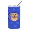 Caroline's Treasures WDK1104TBL20 Golden Retriever Fawn #3 Stainless Steel 20 oz Skinny Tumbler, Blue Vacuum Double Walled Reusable Insulated Tumbler Travel Cup for Coffee Cocktails Gift with Lid, 20 view 1