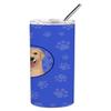Caroline's Treasures WDK1104TBL20 Golden Retriever Fawn #3 Stainless Steel 20 oz Skinny Tumbler, Blue Vacuum Double Walled Reusable Insulated Tumbler Travel Cup for Coffee Cocktails Gift with Lid, 20 view 3
