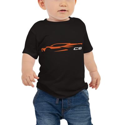2022 2023 'Vette C8 Outline Silhouette Sebring Amplify Orange Vette Baby Jersey Short Sleeve Tee