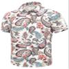 SheLucki Hawaiian Shirt for Men, Unisex Summer Beach Casual Short Sleeve Button Down Shirts, Printed Palmshadow Clothing Paisley White S view 2