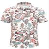 SheLucki Hawaiian Shirt for Men, Unisex Summer Beach Casual Short Sleeve Button Down Shirts, Printed Palmshadow Clothing Paisley White S view 3