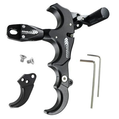 xxiaojun Composite Bow and Arrow Release, 3 or 4 Finger Hand Held Grip, Thumb Release Aluminum Alloy Assist for Compound Bow Accessory, Adjustable Sensitivity, Sports Competition.
