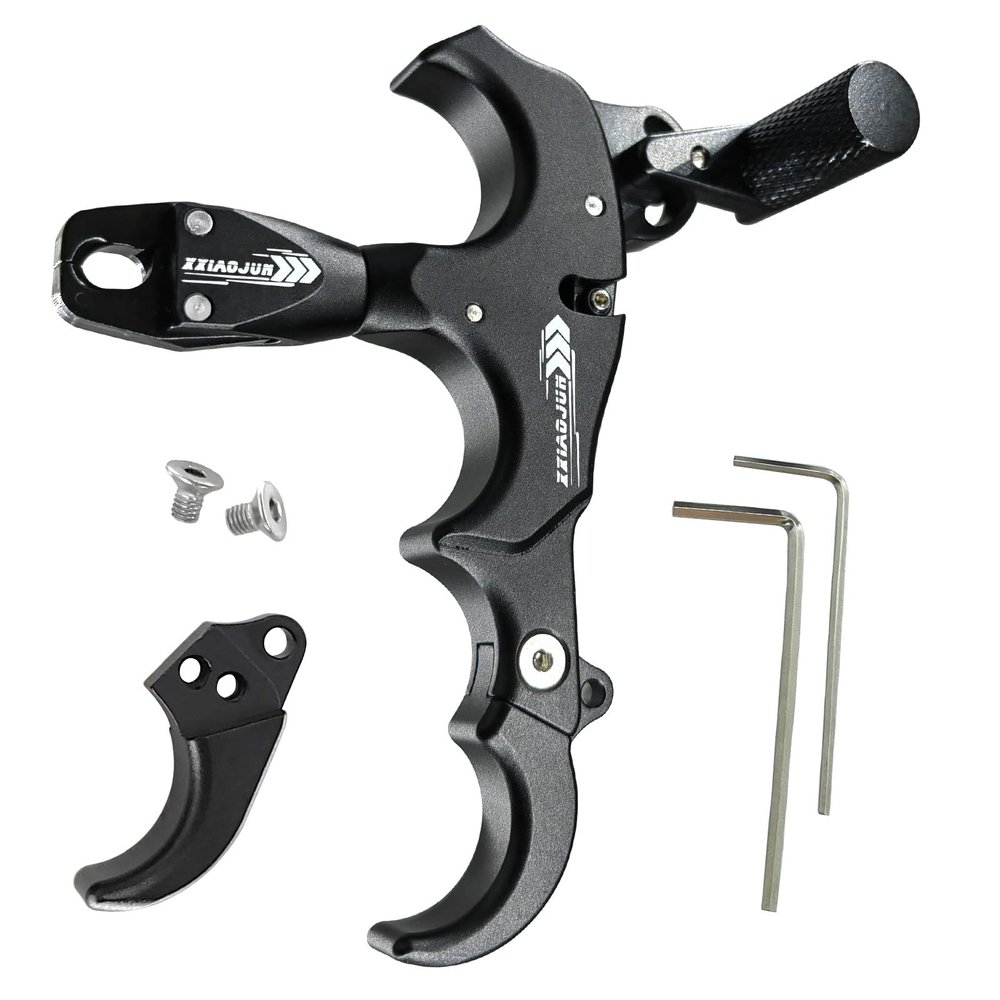 xxiaojun Composite Bow and Arrow Release, 3 or 4 Finger Hand Held Grip, Thumb Release Aluminum Alloy Assist for Compound Bow Accessory, Adjustable Sensitivity, Sports Competition. 