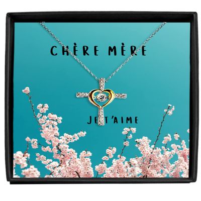 Love Dancing Necklace Luxury Box Chere Grand Mere Grandma Gift, French necklace, Gold gift for her, gift from granddaughter, grandson present