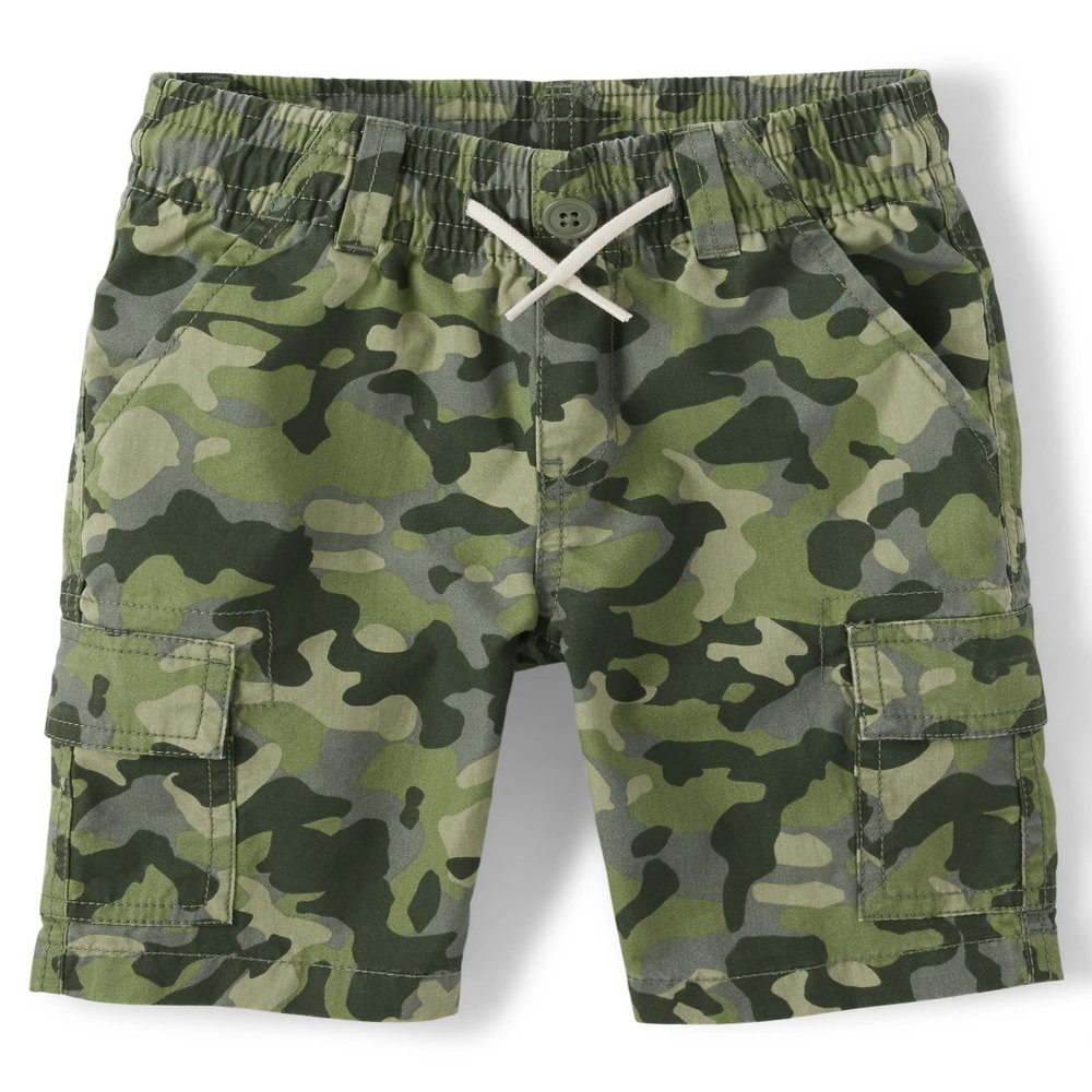 The Children's Place Toddler Boys Pull on Cargo Shorts, Green Camo Single, 14